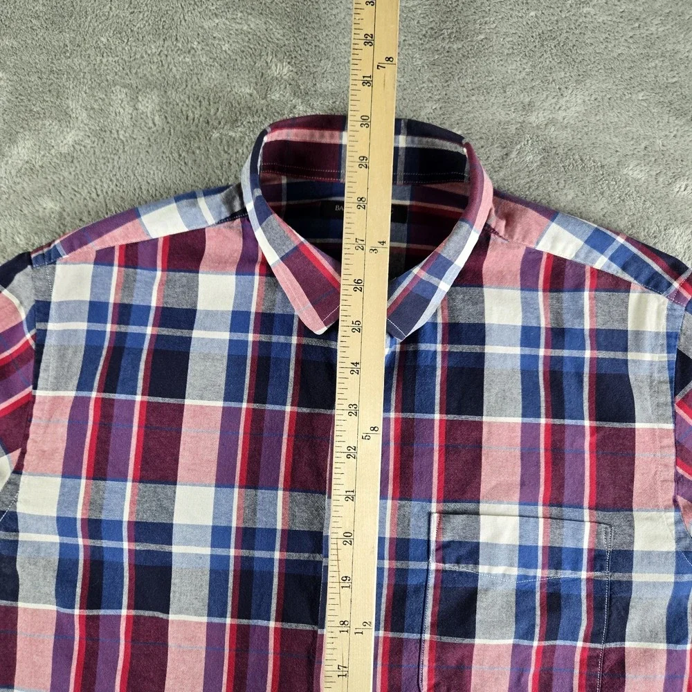 Banana Republic Shirt Medium Red White  Blue Plaid  Long Sleeve Preppy Workwear